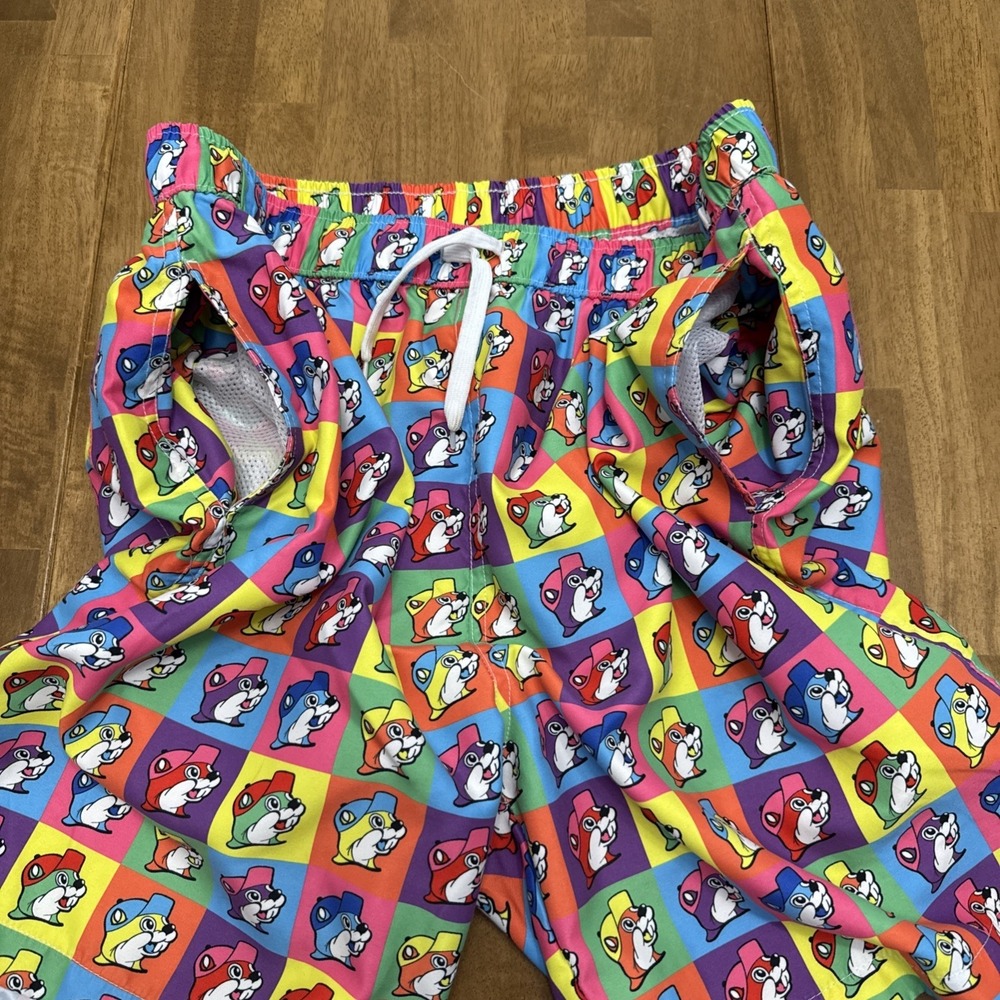 Buc-ees beaver swim trunks men's XL colorful checkered retro brief lined novelty - Picture 6 of 11